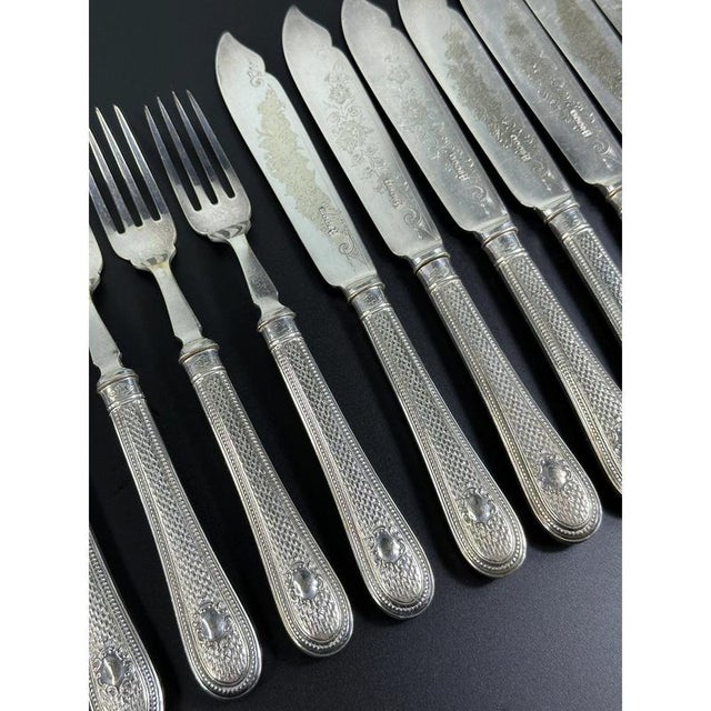 English Silver-Plated Forks and Knives, London, 1888, Set of 18 For Sale - Image 6 of 12