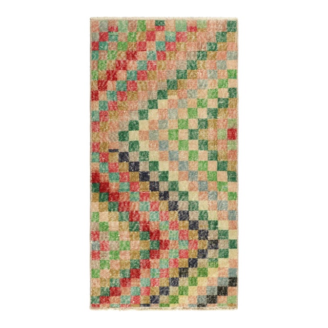 Vintage Zeki Müren Rug With Polychromatic Geometric Patterns, From Rug & Kilim For Sale