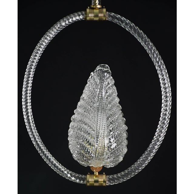1940s Charming Transparent Art Decò Barovier E Toso Pendant Light Murano Glass For Sale - Image 6 of 12