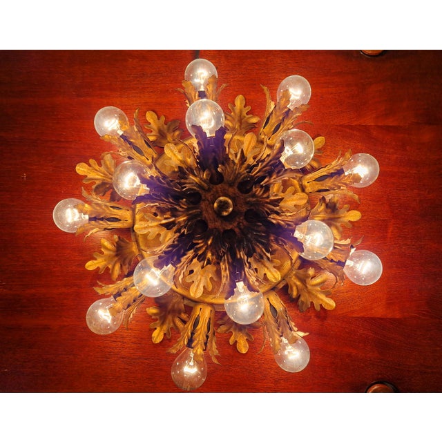 1960s Large Gold Metal Ceiling Light from Banci Firenze, Italy, 1960s For Sale - Image 5 of 16