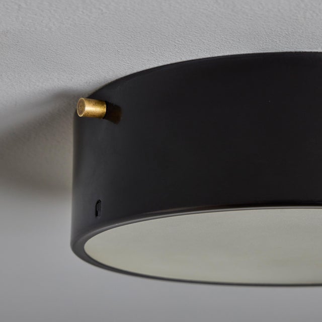 1960s Round Black Metal and Opaline Glass Ceiling Lamp by Bruno Gatta for Stilnovo For Sale - Image 11 of 16