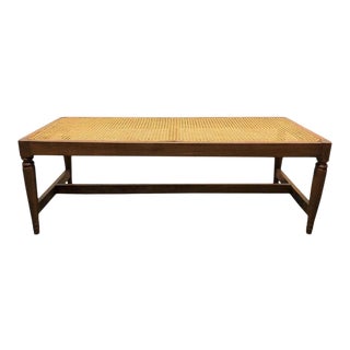 Solid Walnut Hand-Caned Top Bench For Sale