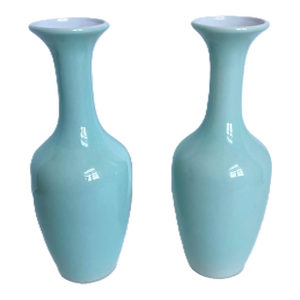Vintage Celadon Chinese Longquan Vase - a Pair