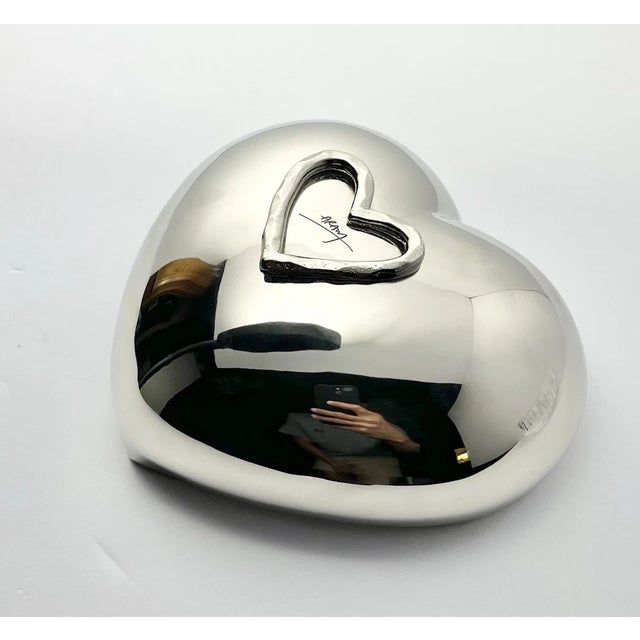 2020s Michael Aram Silver & Gold Tone Heart Dish Bowl For Sale - Image 5 of 6