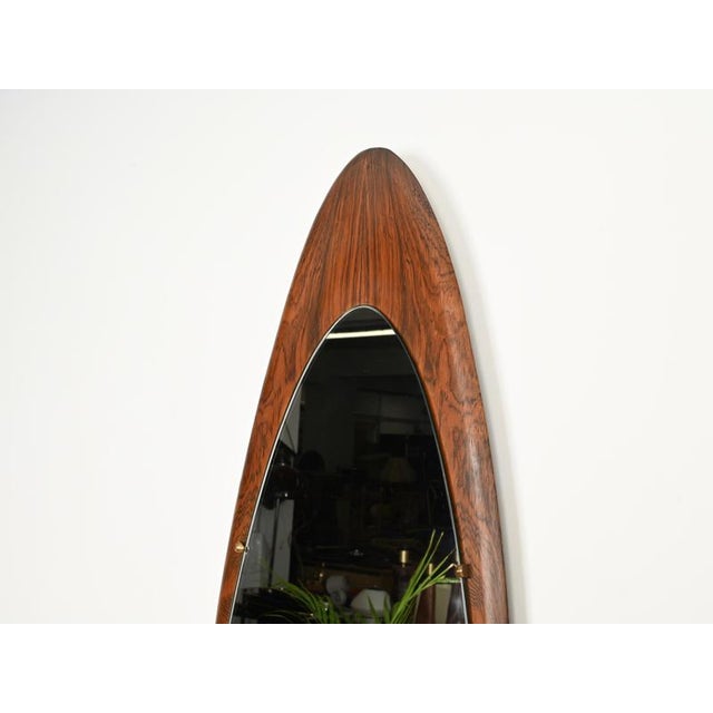 Osvaldo Borsani Vintage Italian Mirror in Rosewood and Brass by Osvaldo Borsani, 1950s For Sale - Image 4 of 12
