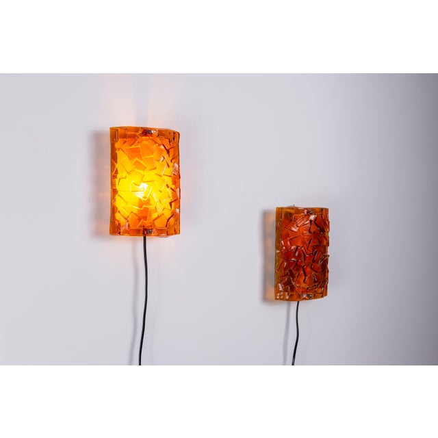 Amber Coloured Wall Lamps from Vitrika Nybro, Set of 2 For Sale - Image 5 of 13