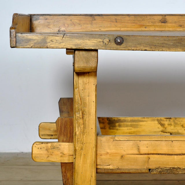 Brown Antique Worktable in Oak and Pine, 1900 For Sale - Image 8 of 14