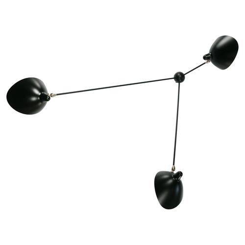 Mid-Century Modern Black Three Fixed Arms Spider Ceiling Lamp by Serge Mouille For Sale - Image 9 of 9