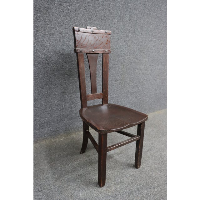 Roycroft Attributed Mission Oak Desk Chair For Sale - Image 4 of 10