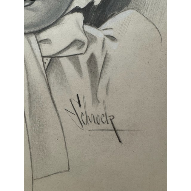 1940s 1940s Original Signed Graphite Illustration of Young Child in Bonnet, 11 × 9 In. For Sale - Image 5 of 6