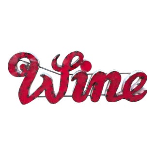Vintage Metal Art Wine Sign For Sale