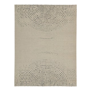Rug & Kilim’s Distressed Style Abstract Rug in Beige, Blue & Green Dots Patterns For Sale