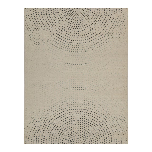 Rug & Kilim’s Distressed Style Abstract Rug in Beige, Blue & Green Dots Patterns For Sale