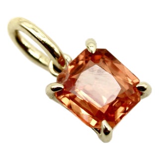14k Gold Orange Sapphire Pendant For Sale