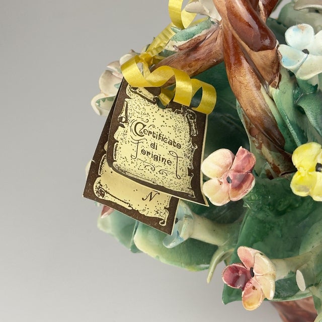 Vintage Ceramic Flower Basket from Capodimonte, Italy 1960s For Sale - Image 4 of 17
