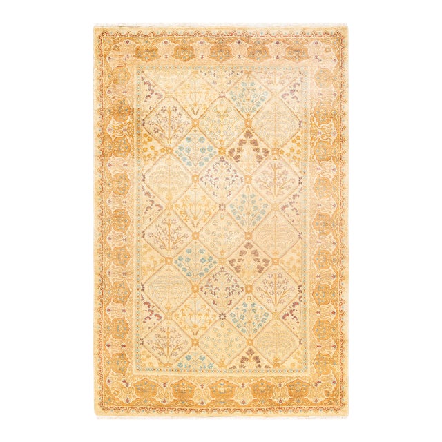 Mogul, One-of-a-Kind Hand-Knotted Area Rug - Ivory, 4' 2" x 6' 5" For Sale