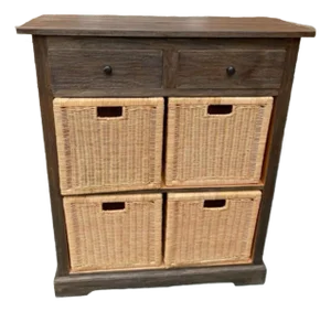 Coastal Tall Narrow Wood Cabinet