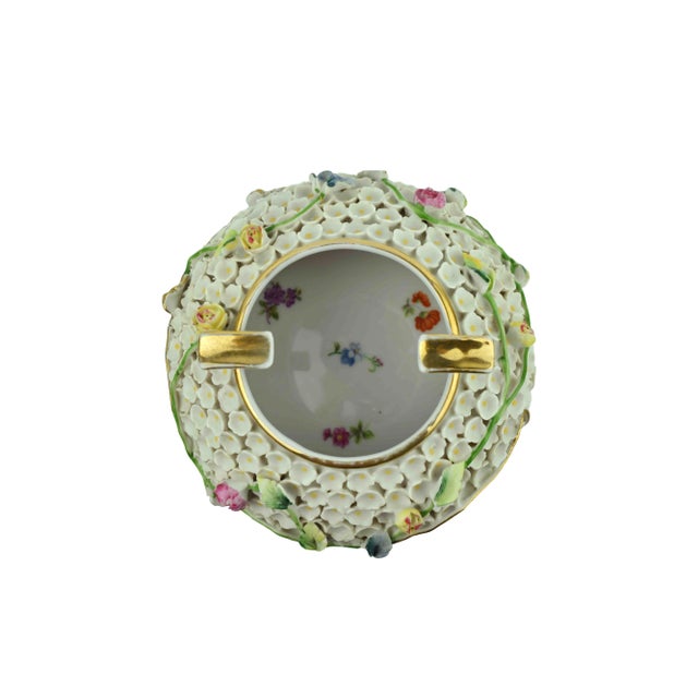 Mid 20th Century Vintage Kalk Porcelain Ashtray Intricate Floral Design Germany For Sale - Image 5 of 8