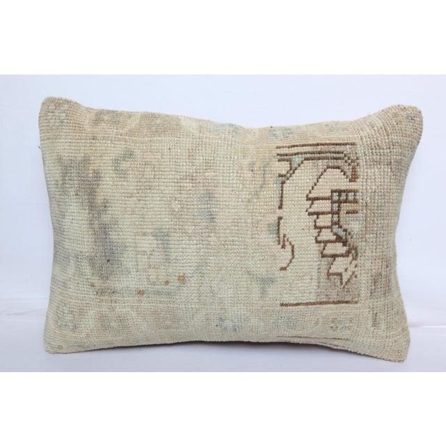 Tribal Wool Rug Pillow Cover - Vintage Rug Bedding Cushion 14'' X 20'' For Sale - Image 4 of 10