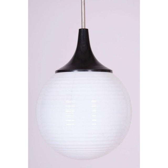 Mid-Century Chandelier in Chromed Steel and Opaline Glass, Czech, 1950s For Sale - Image 3 of 9
