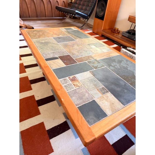 Danish Modern Handmade Slate Tile-Top Teak Coffee Table Sallingboe Jelling 1970s MCM For Sale - Image 4 of 4