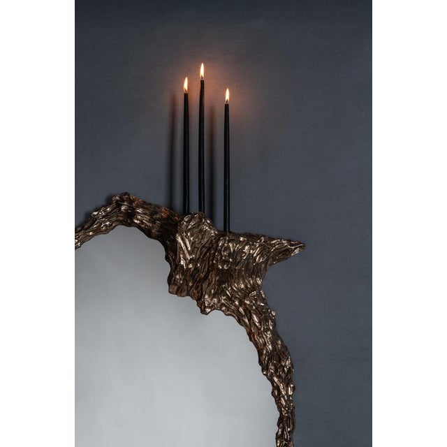 Beautiful people vii mirror in cast bronze by william guillon hand sculpted, dated and signed dimensions: d 9 x w 77 x h...