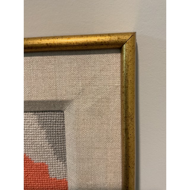 Salmon Vintage Poppy Needlepoint Matted and Framed For Sale - Image 8 of 12