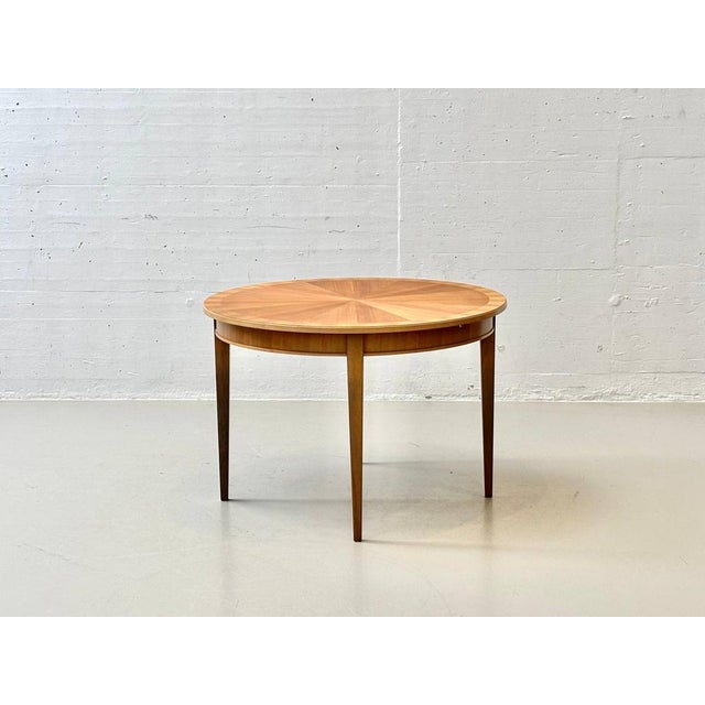 Round Extendable Cherrywood Table with Star Veneer, 1950s For Sale - Image 16 of 16