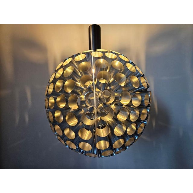 Goldenrod Vintage Space Age Pendant Light, Italy, 1970s For Sale - Image 8 of 13