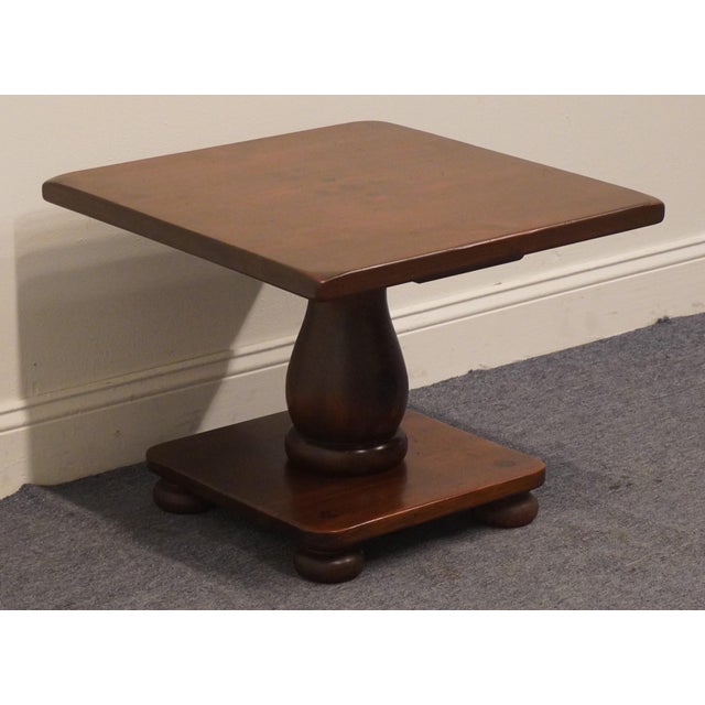American Ethan Allen Antiqued Pine Old Tavern Rustic Americana 23" Square Accent Bunching End Table 12-8001 For Sale - Image 3 of 10
