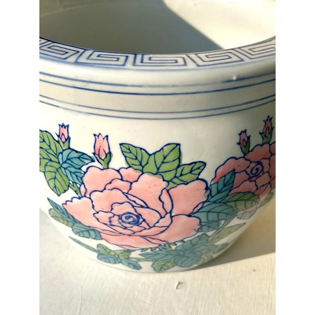 Chinoiserie Vintage Floral Chinese Planter For Sale - Image 3 of 8
