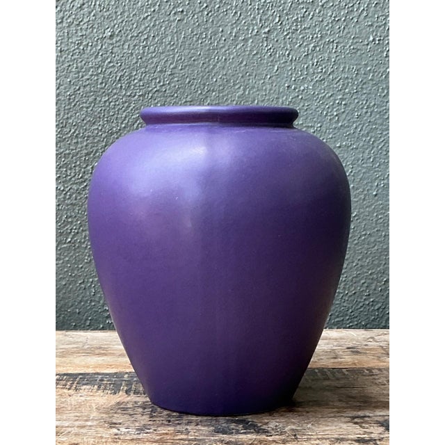 Purple Vintage West German Handcrafted Purple Ceramic Vessel For Sale - Image 8 of 15