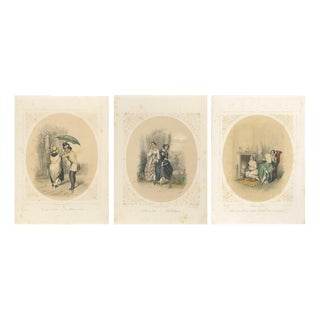 Bülow, Set of Three Romantic Courtship & Social Satire, 1850, Lithograph For Sale