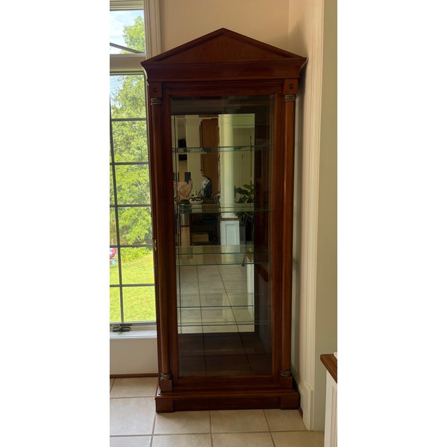 Brown 1990s Ethan Allen Medallion Curio Cabinet 1 For Sale - Image 8 of 10