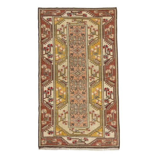 Textile 1960s Vintage Turkish Milas Wool Rug- 3′10″ × 6′8″ For Sale - Image 7 of 7