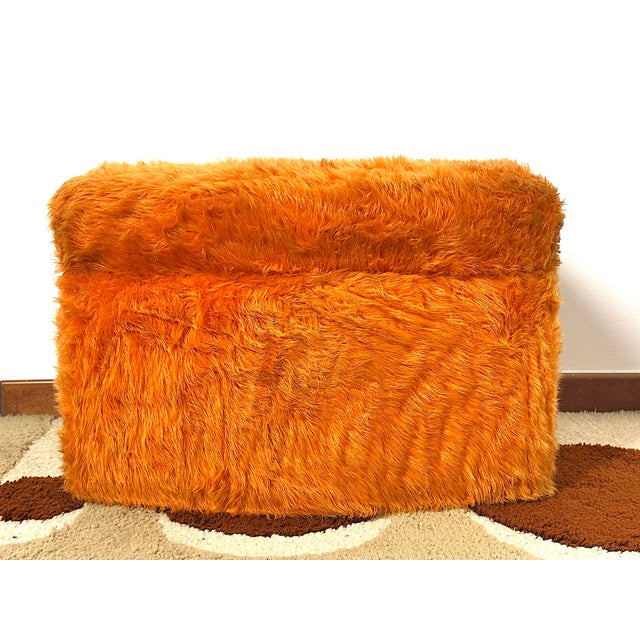 Vintage Orange Ottoman, Italy, 1970s For Sale - Image 12 of 13