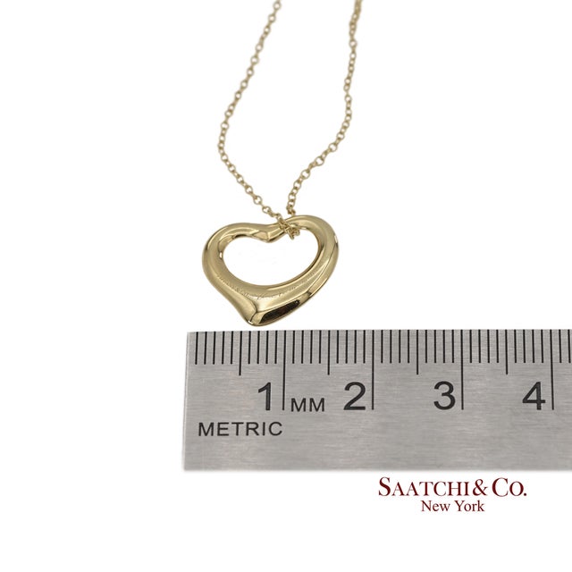 Tiffany & Co. Elsa Peretti 18k 750 Yellow Gold Open Heart Pendant Necklace For Sale - Image 12 of 14