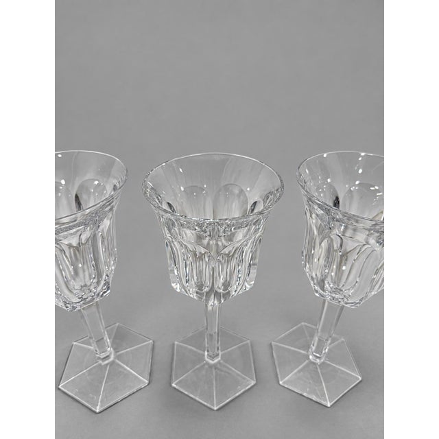 Baccarat Set of 4, Baccarat France "Malmaison" Pattern Crystal Claret Wine Glasses For Sale - Image 4 of 7