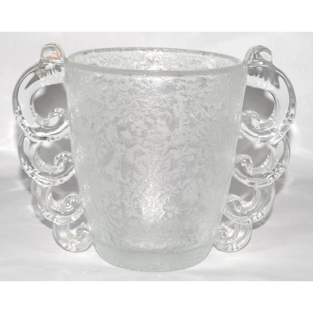 1930 Art Deco Pierre d'Avesn Etched Fine Art Glass Vase Four Handles Daum France For Sale - Image 15 of 15