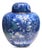 Vintage Cloisonné Enamel Blue Floral Lidded Ginger Jar With Wooden Stand For Sale