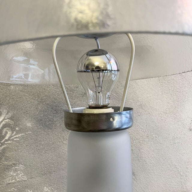 1980s Space Age Bell Lamp in Murano Glass and Opaline attributed to Mazzega, 1980s For Sale - Image 5 of 9