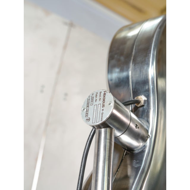 Wood Hospital Surgical Spotlight Floor Lamp on Army Crutch Tripod from Heraeus Hanaulux London, 1990s For Sale - Image 7 of 18