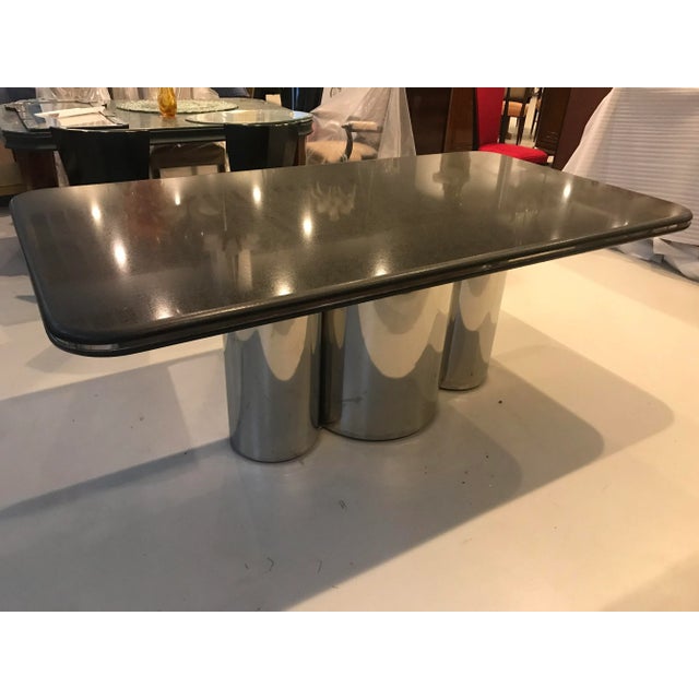 Mid-Century Modern Black Granite and Chrome Dining Table For Sale - Image 3 of 10