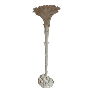 1970s Mid Century Modern Serge Roche Style Torchere Palm Floor Lamp For Sale