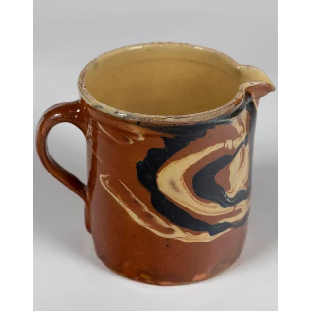 Mustard Two Antique Jaspé Pottery Pitchers, France, Late 19th Century For Sale - Image 8 of 12