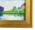 Serene lake and landscape impressionist oil painting on artist's stretched canvas. Illegible signature lower left....