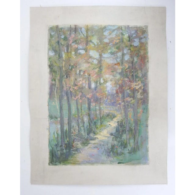 English Late 19th Century Impressionist Forest Path Landscape Painting For Sale - Image 3 of 3