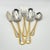 Contemporary Yamazaki Tasha Gold Accent Stainless Flatware Hostess Set – Five Serving Pieces 1990's For Sale - Image 3 of 18