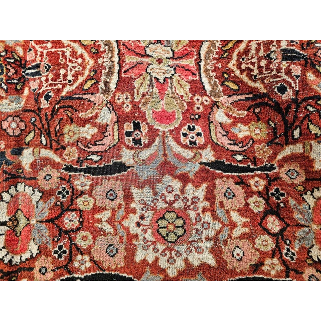 Vintage Persian Mahal Sultanabad Rug, Hand-Knotted Wool, Geometric Pattern, 9x13, Rust-Red & Navy For Sale - Image 15 of 17