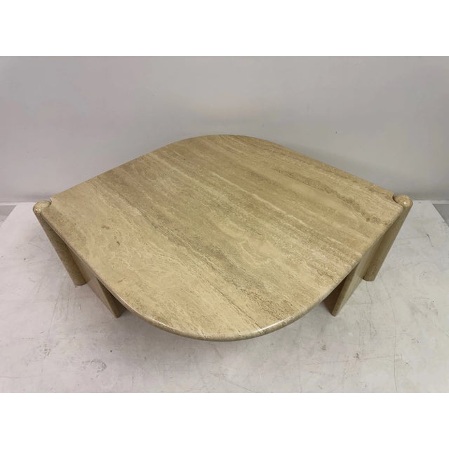 Postmodern Eye-Shaped Travertine Coffee Table, 1980s For Sale - Image 3 of 14